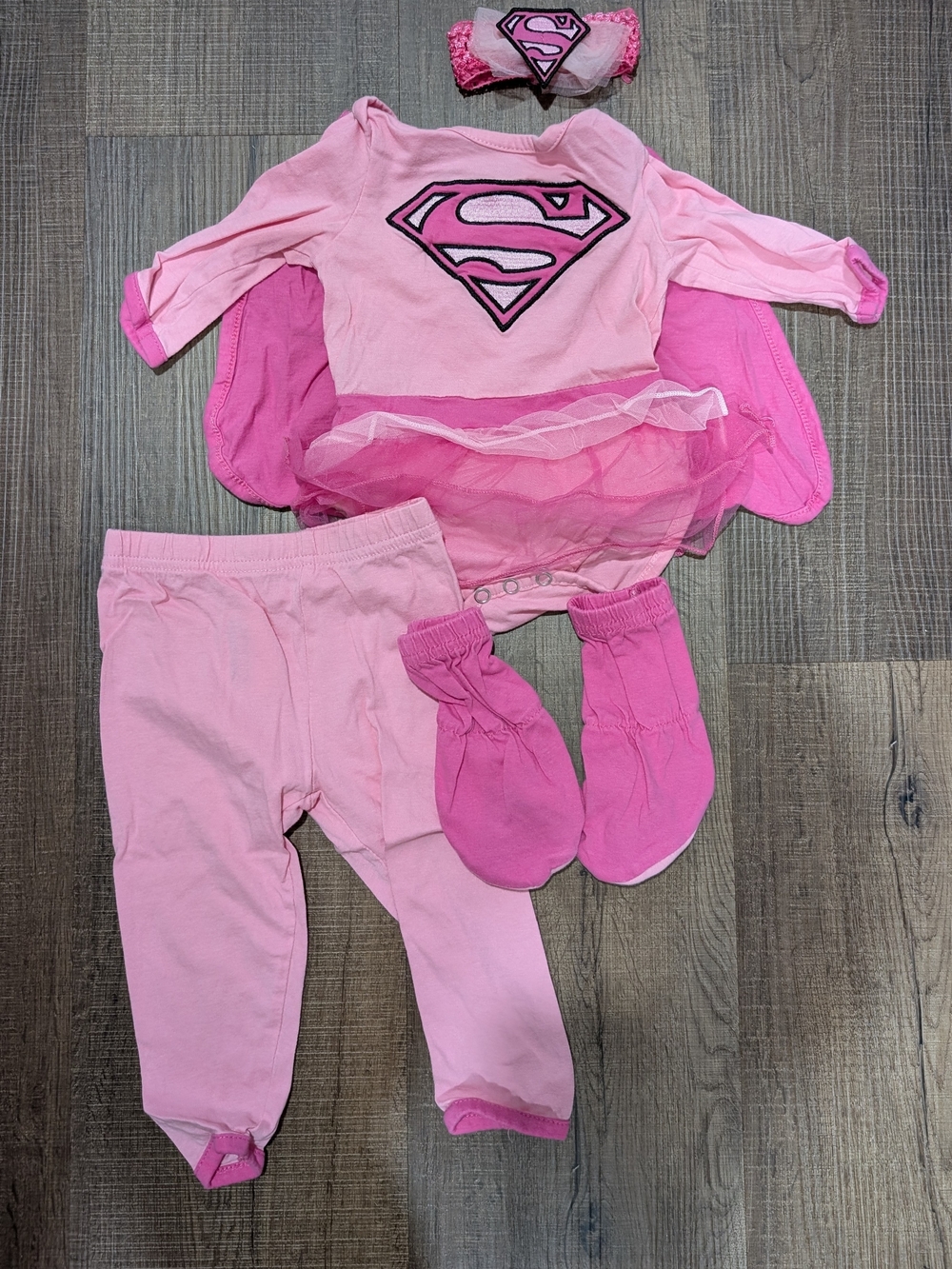 Supergirl Pink Baby Costume Set - Pink Tutu Bodysuit with Headband
